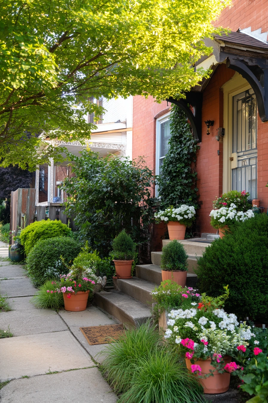 Renter-Friendly Flower Bed Along a Front Walk