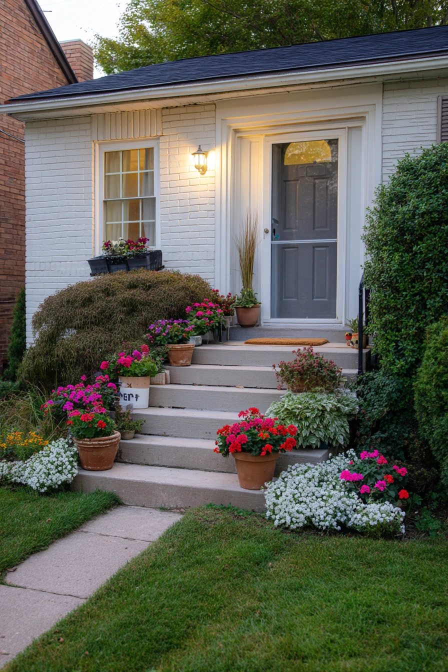 Renter-Friendly Flower Bed Along a Front Walk