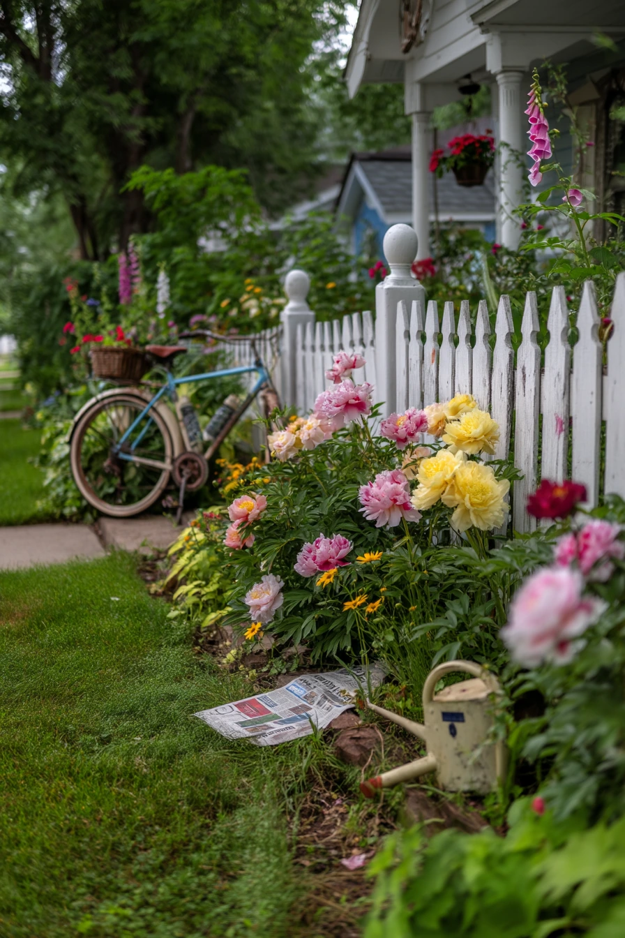 Cottage-Style Bed by a White Picket Fence