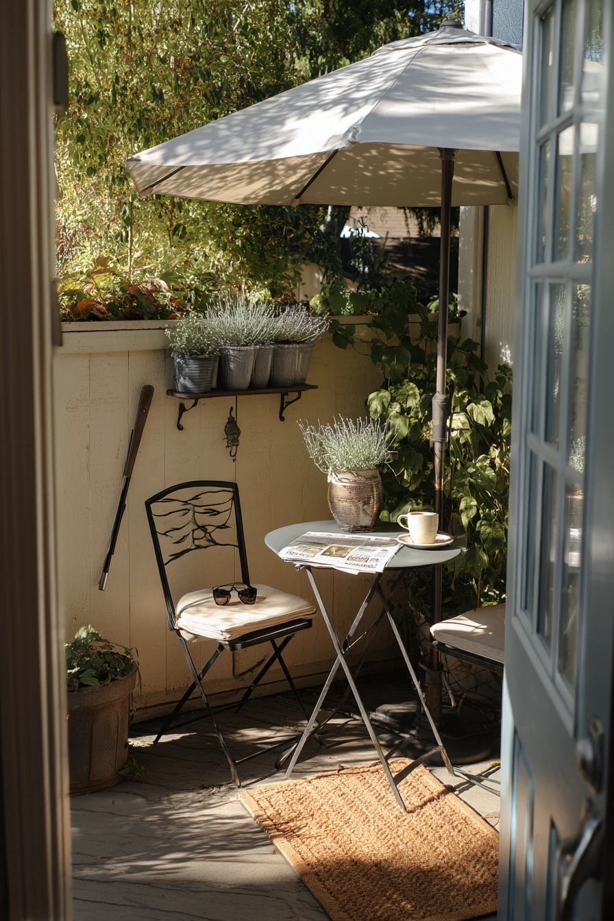 Tiny Entry Patio for Morning Coffee