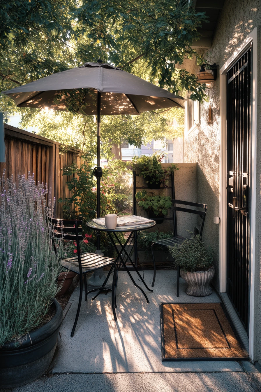 Tiny Entry Patio for Morning Coffee