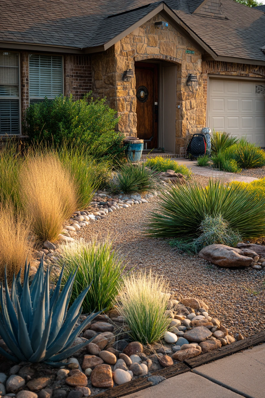 Low-Water Xeriscape Front Bed