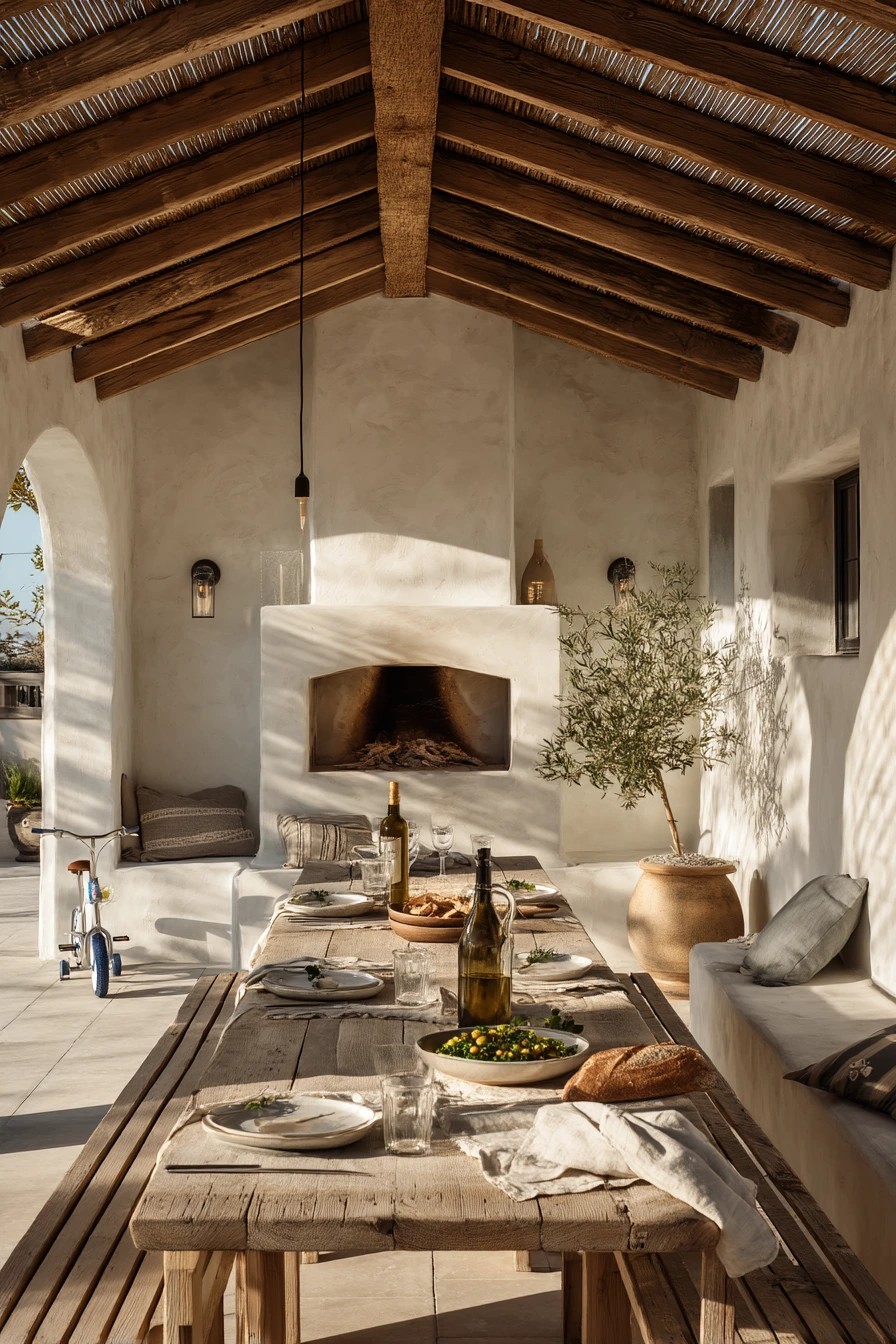5. Mediterranean Gable Roof Patio for Evening Meals