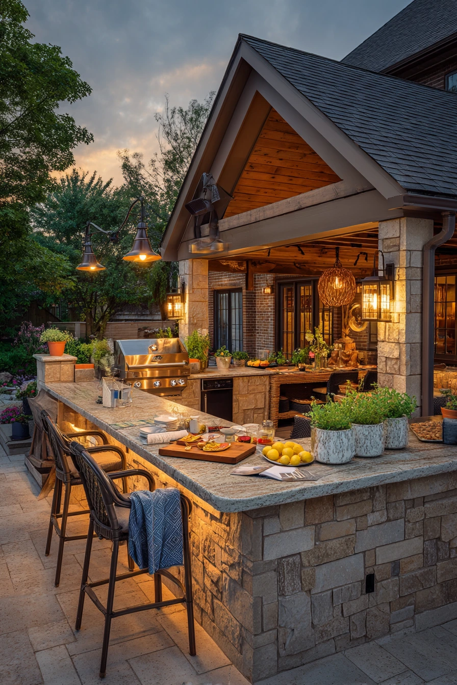 7. Entertaining Patio with Outdoor Kitchen and Gable Cover