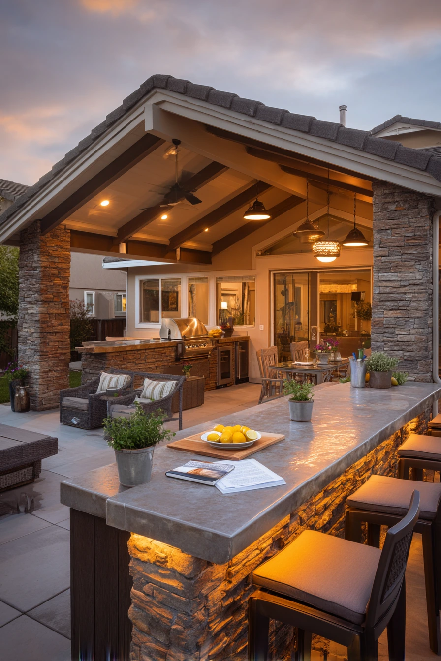 7. Entertaining Patio with Outdoor Kitchen and Gable Cover