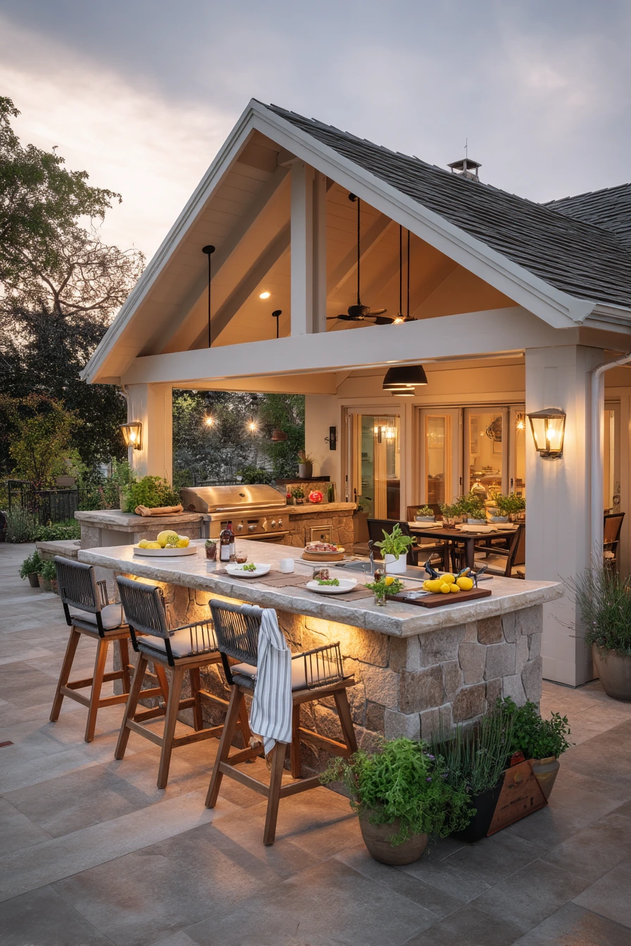 7. Entertaining Patio with Outdoor Kitchen and Gable Cover