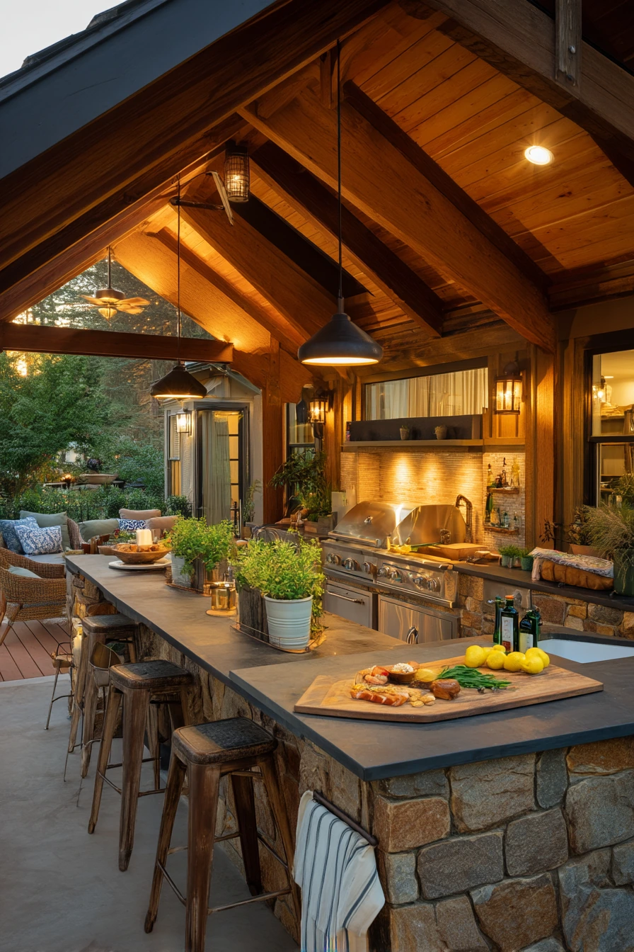 7. Entertaining Patio with Outdoor Kitchen and Gable Cover