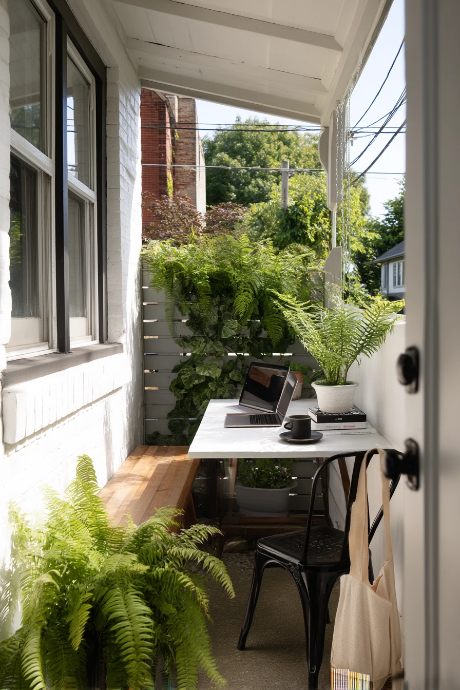8. Narrow Side Yard Gable Roof for Coffee and Quiet Work