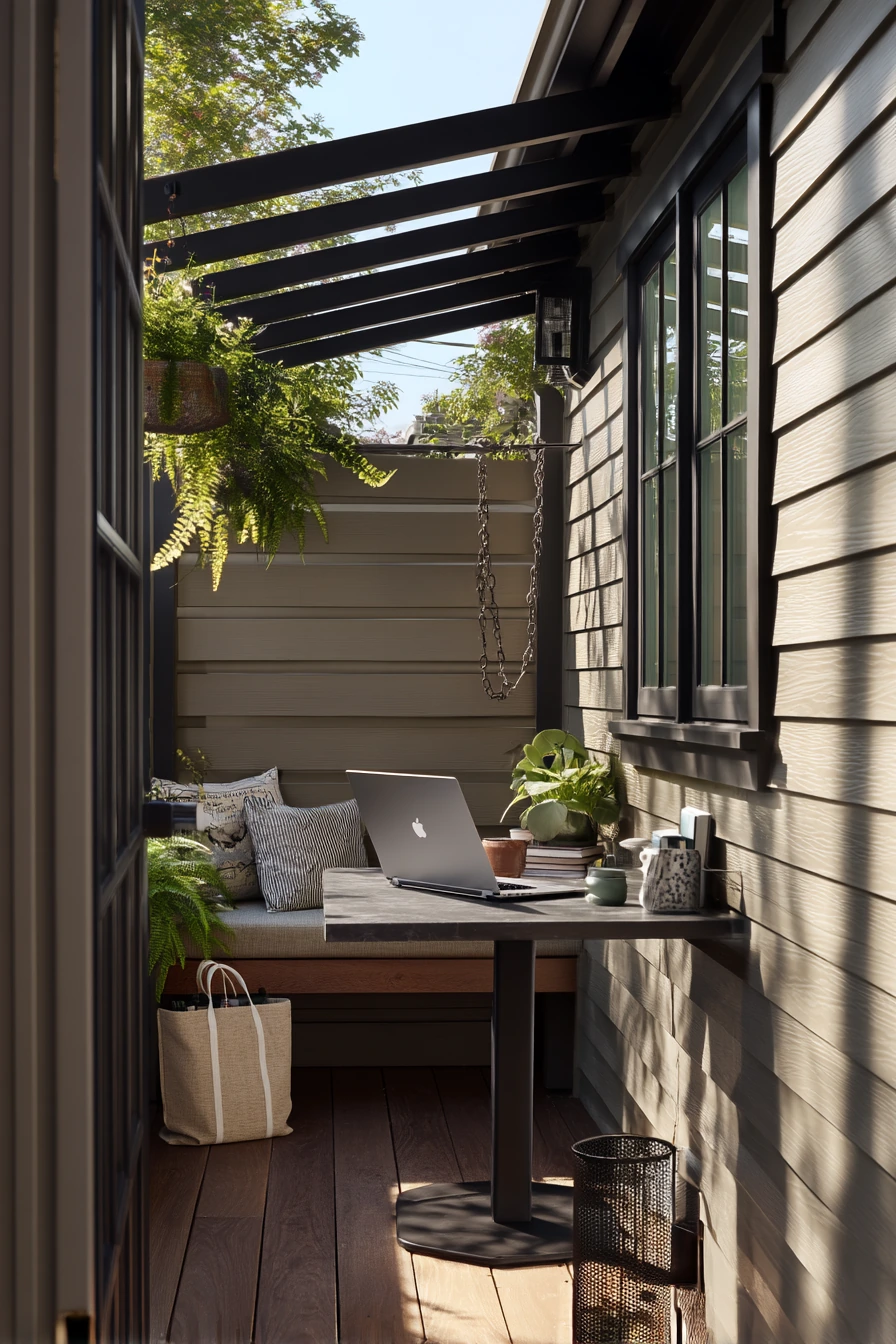 8. Narrow Side Yard Gable Roof for Coffee and Quiet Work