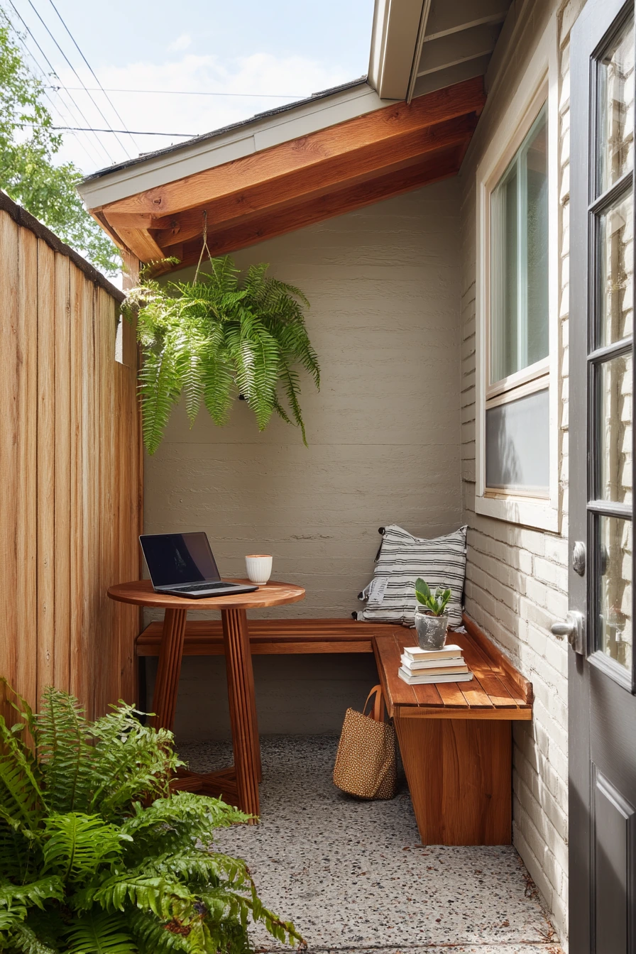 8. Narrow Side Yard Gable Roof for Coffee and Quiet Work