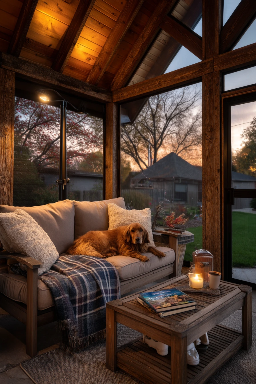 10. Four-Season Gable Roof Patio for All-Weather Living