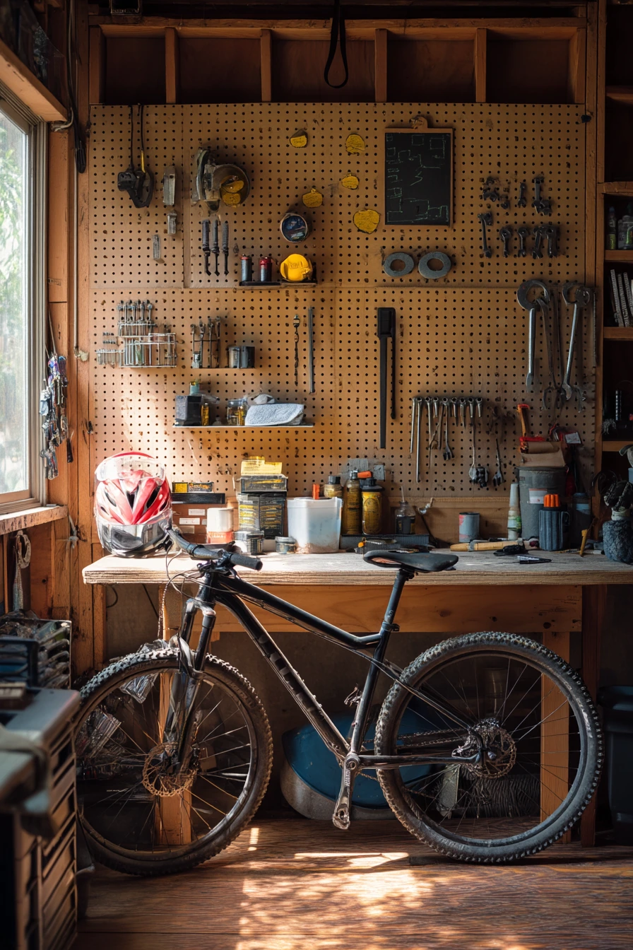 DIY Pegboard Tool-and-Bike Corner