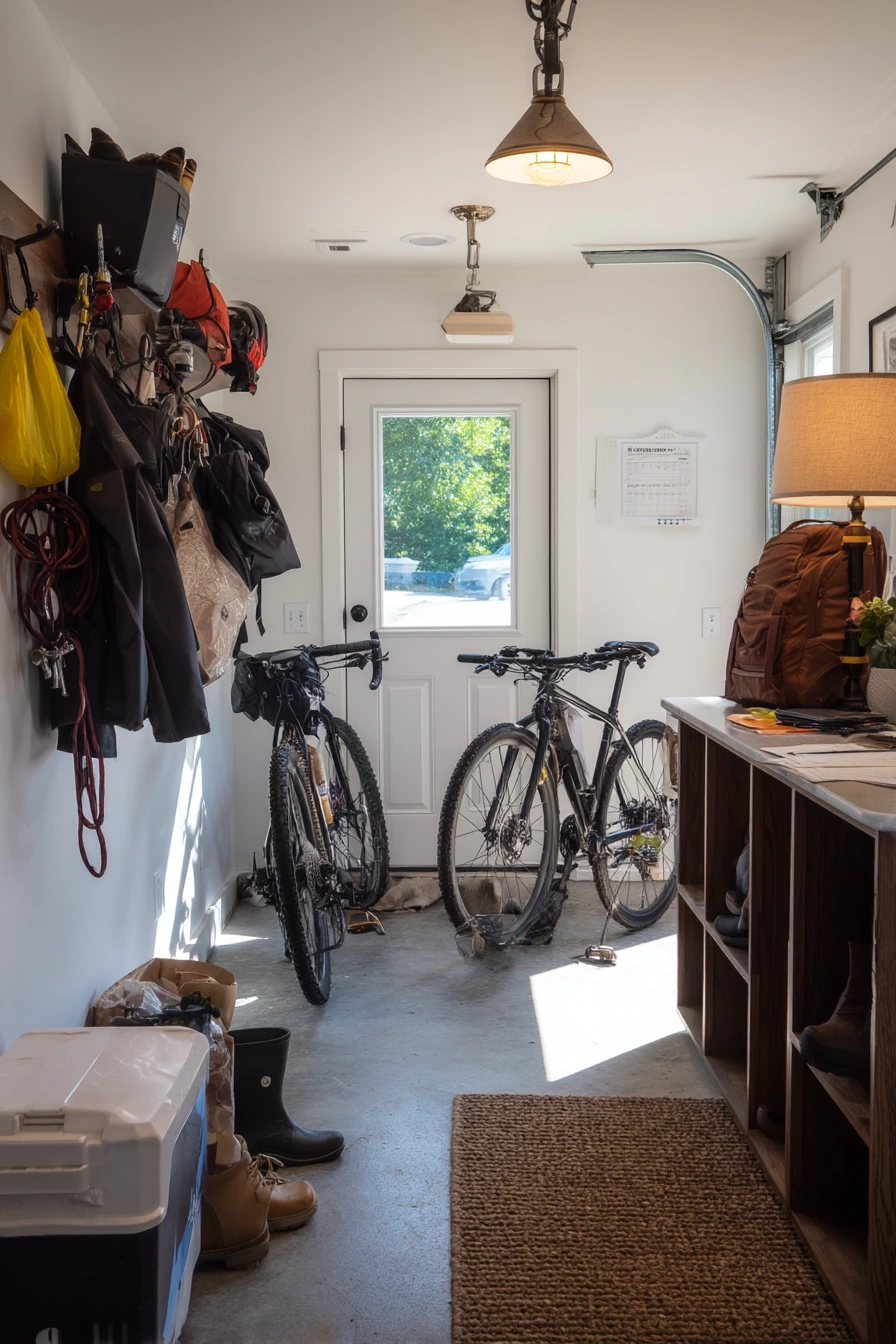 Minimal Mudroom Garage Bike Storage