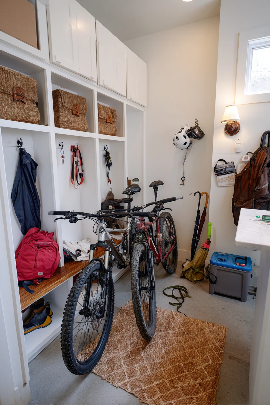 Minimal Mudroom Garage Bike Storage