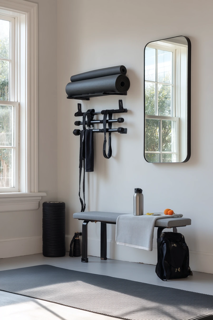 Workout Studio with Storage Wall