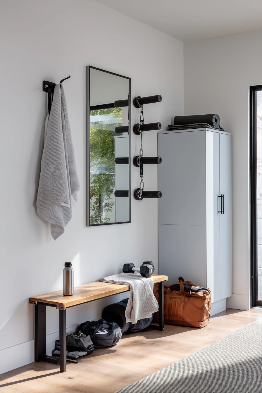 Workout Studio with Storage Wall
