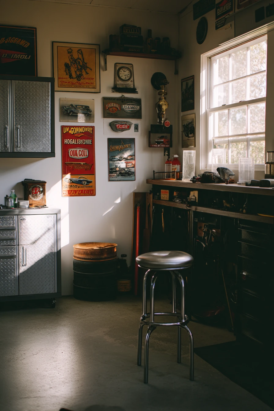 Vintage Car Enthusiast Garage Decor