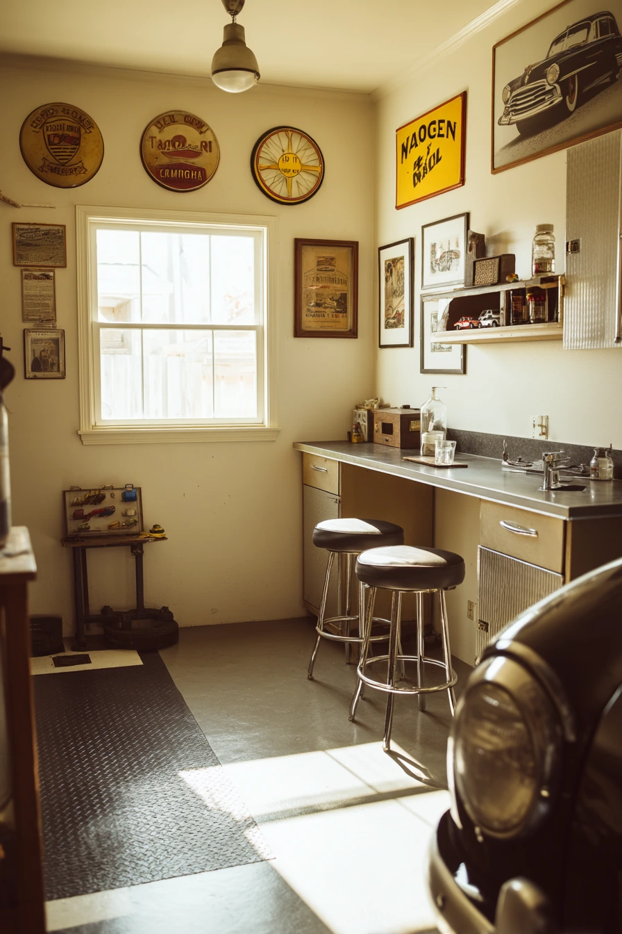 Vintage Car Enthusiast Garage Decor