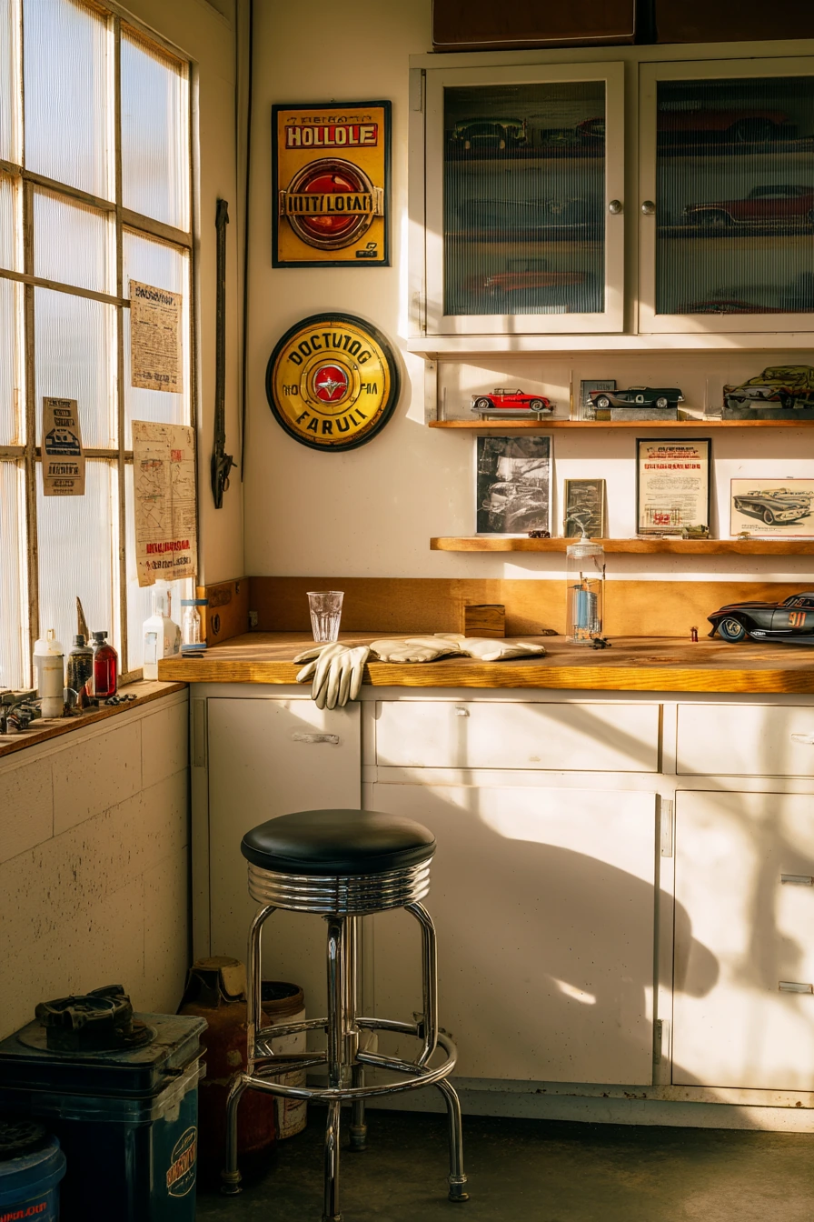 Vintage Car Enthusiast Garage Decor