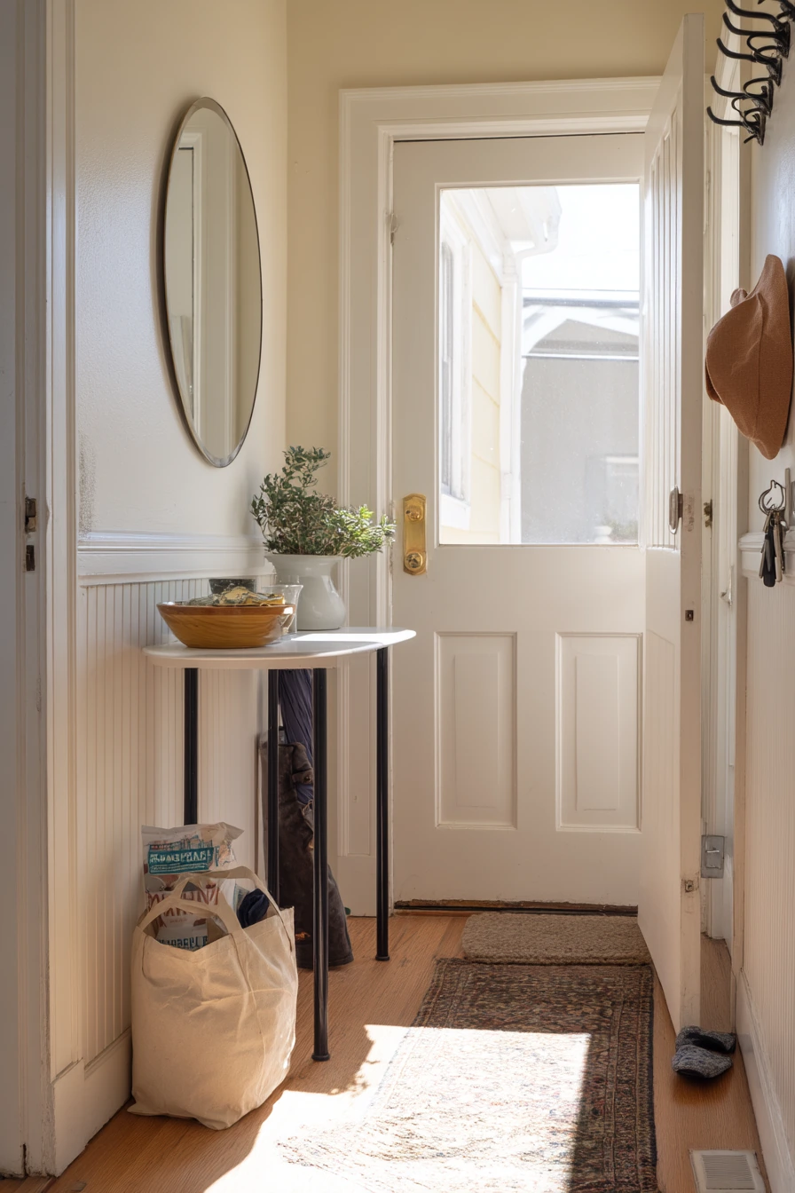 Small Entry Nook with Garage Door View