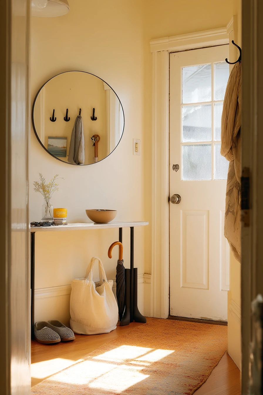 Small Entry Nook with Garage Door View