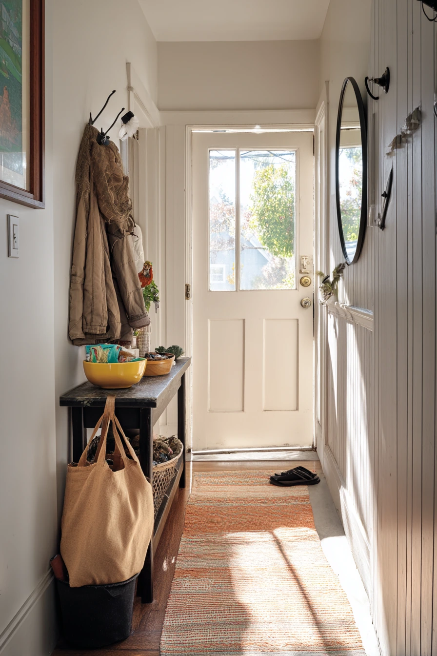 Small Entry Nook with Garage Door View
