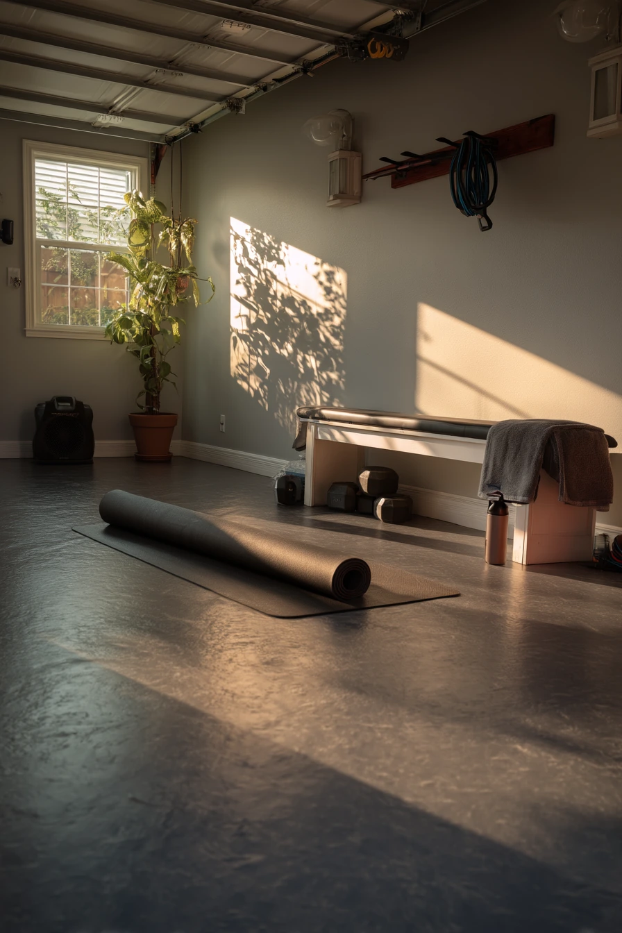 Polyaspartic Floor in a Home Gym Garage