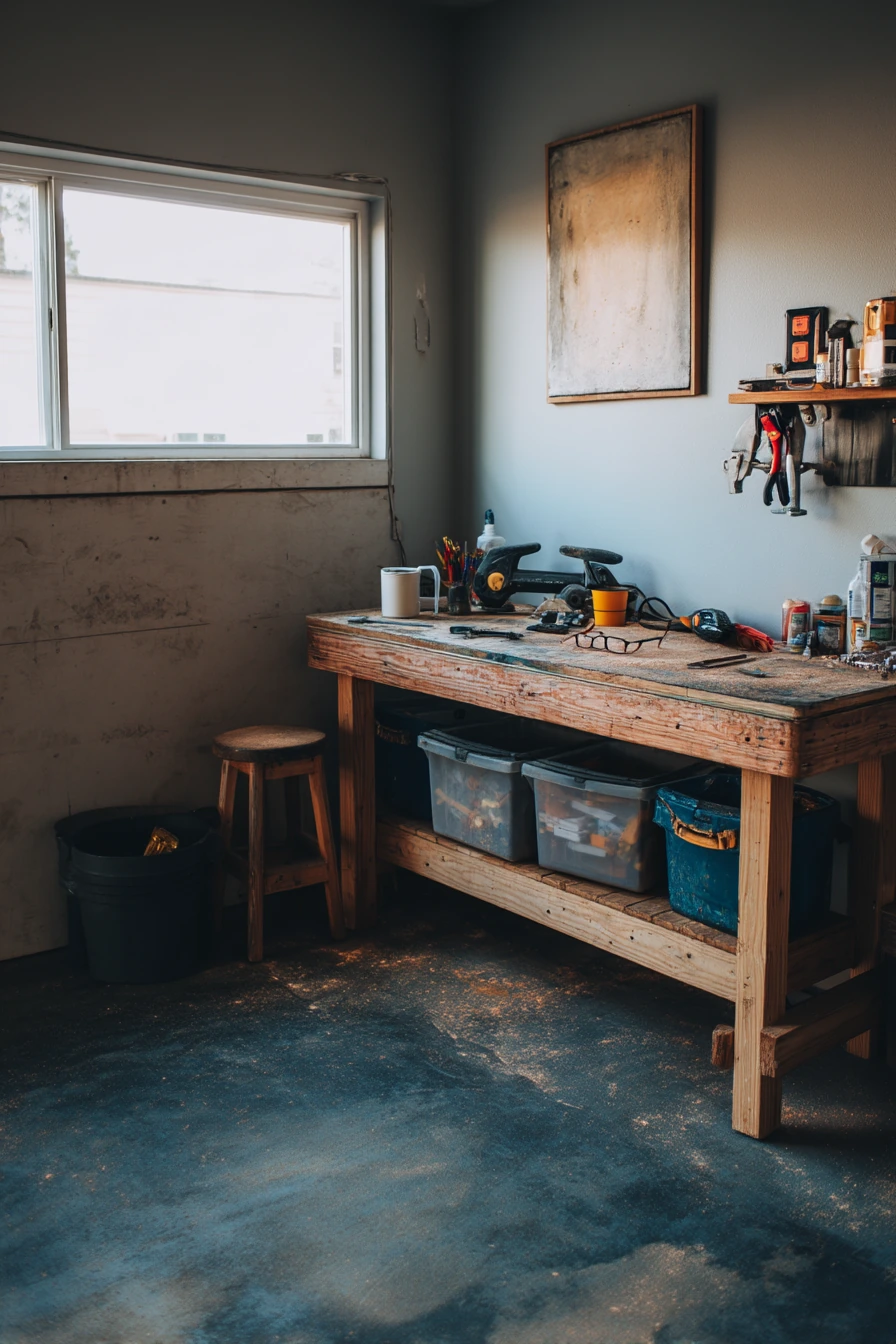 Budget-Friendly Painted Concrete Workshop