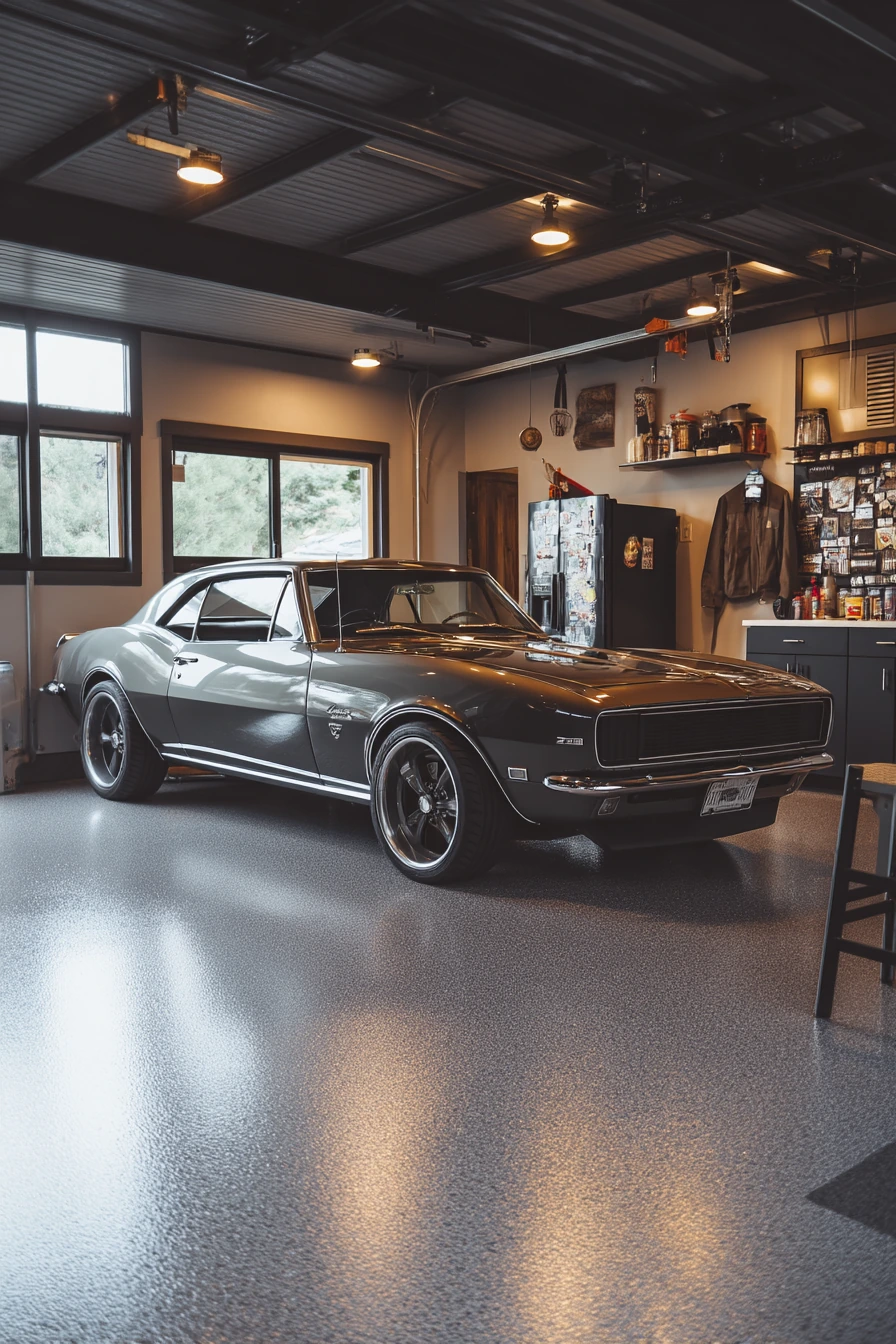 Luxury Flake Floor for a Car Enthusiast
