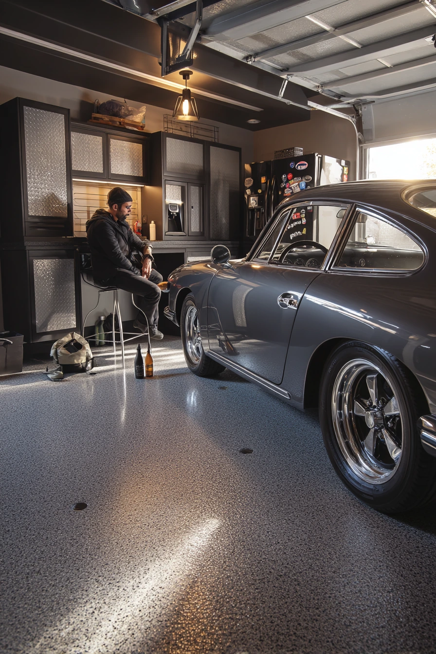 Luxury Flake Floor for a Car Enthusiast