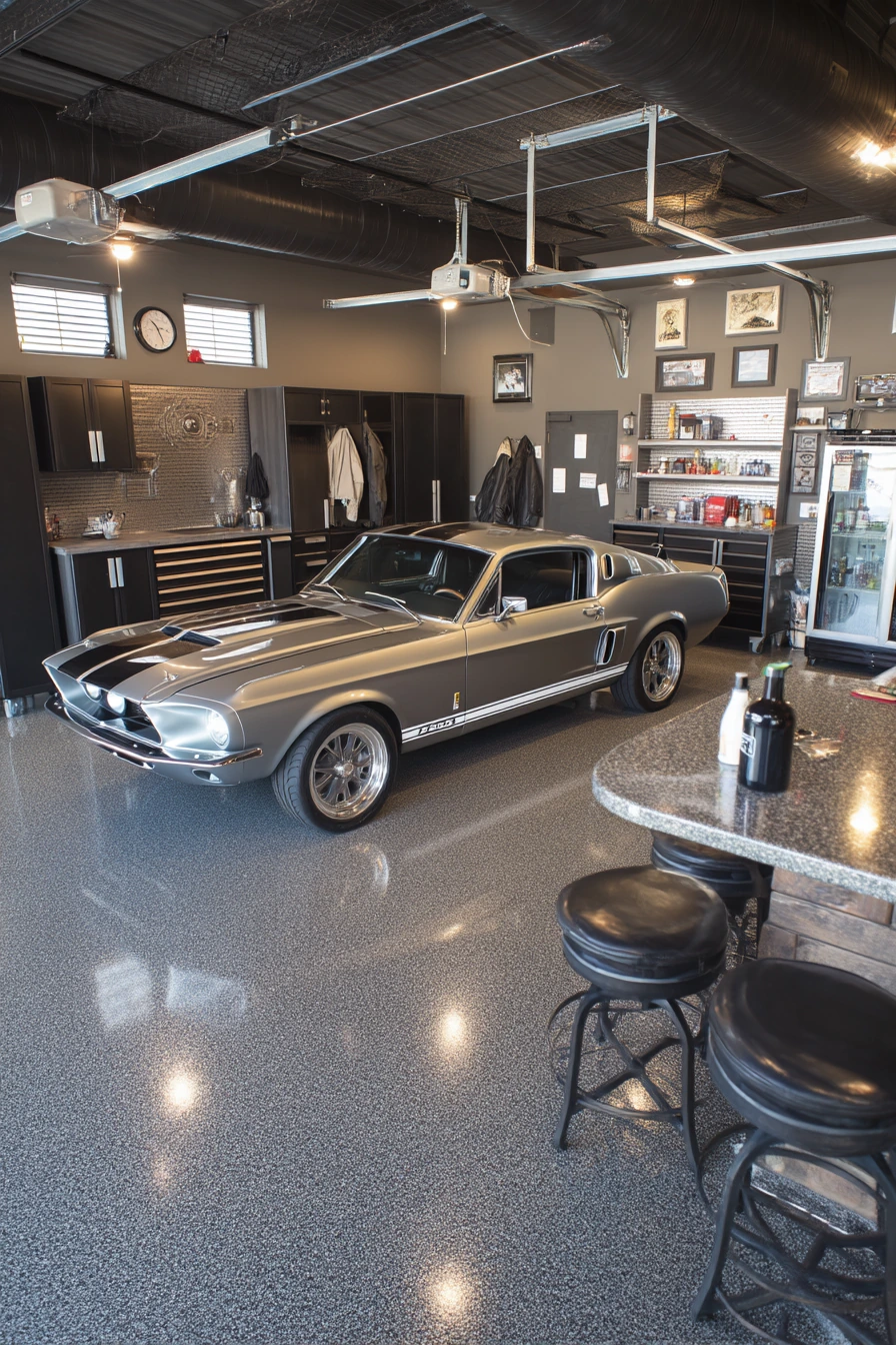 Luxury Flake Floor for a Car Enthusiast