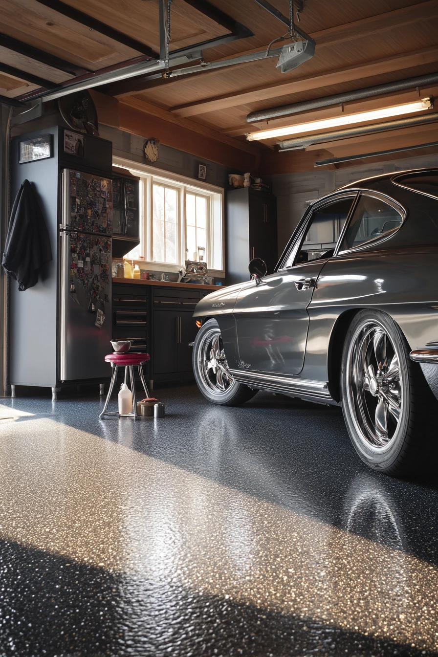 Luxury Flake Floor for a Car Enthusiast