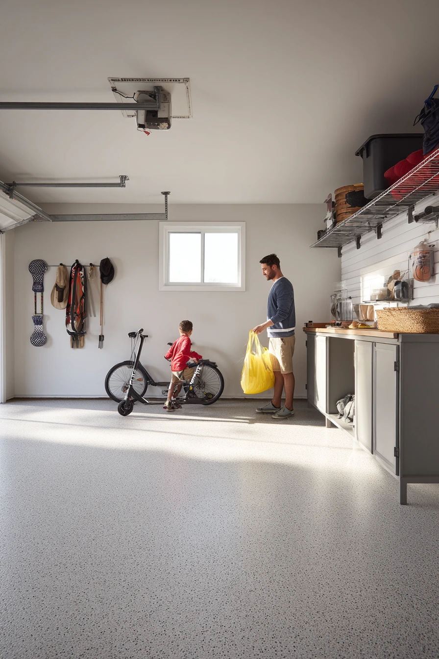 Epoxy-Coated Family Garage with Everyday Storage