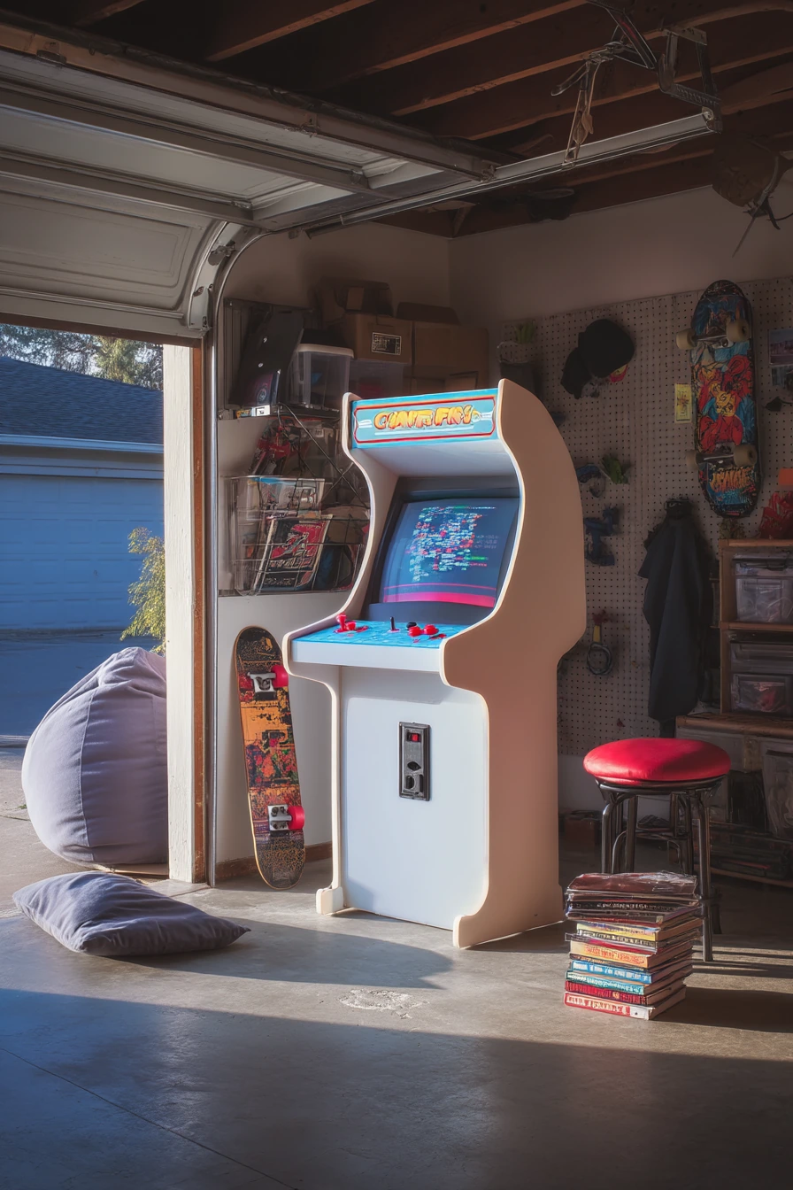 Teen Basement-Style Arcade Garage