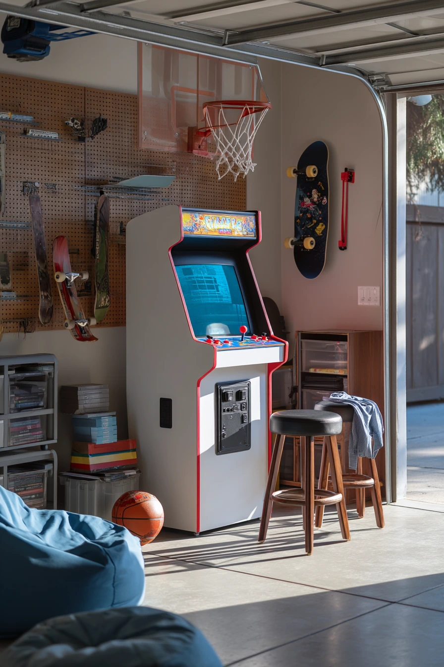 Teen Basement-Style Arcade Garage