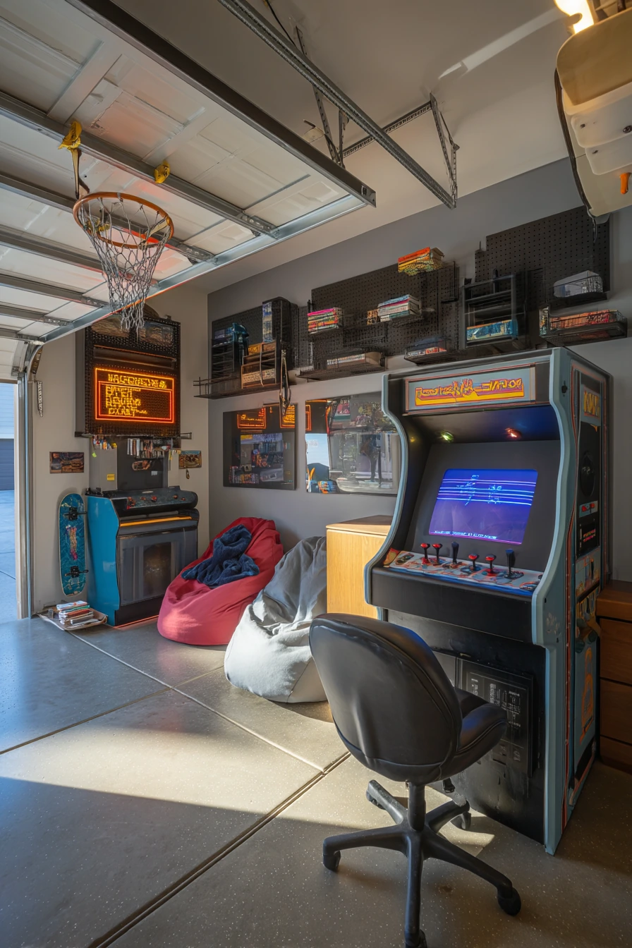 Teen Basement-Style Arcade Garage