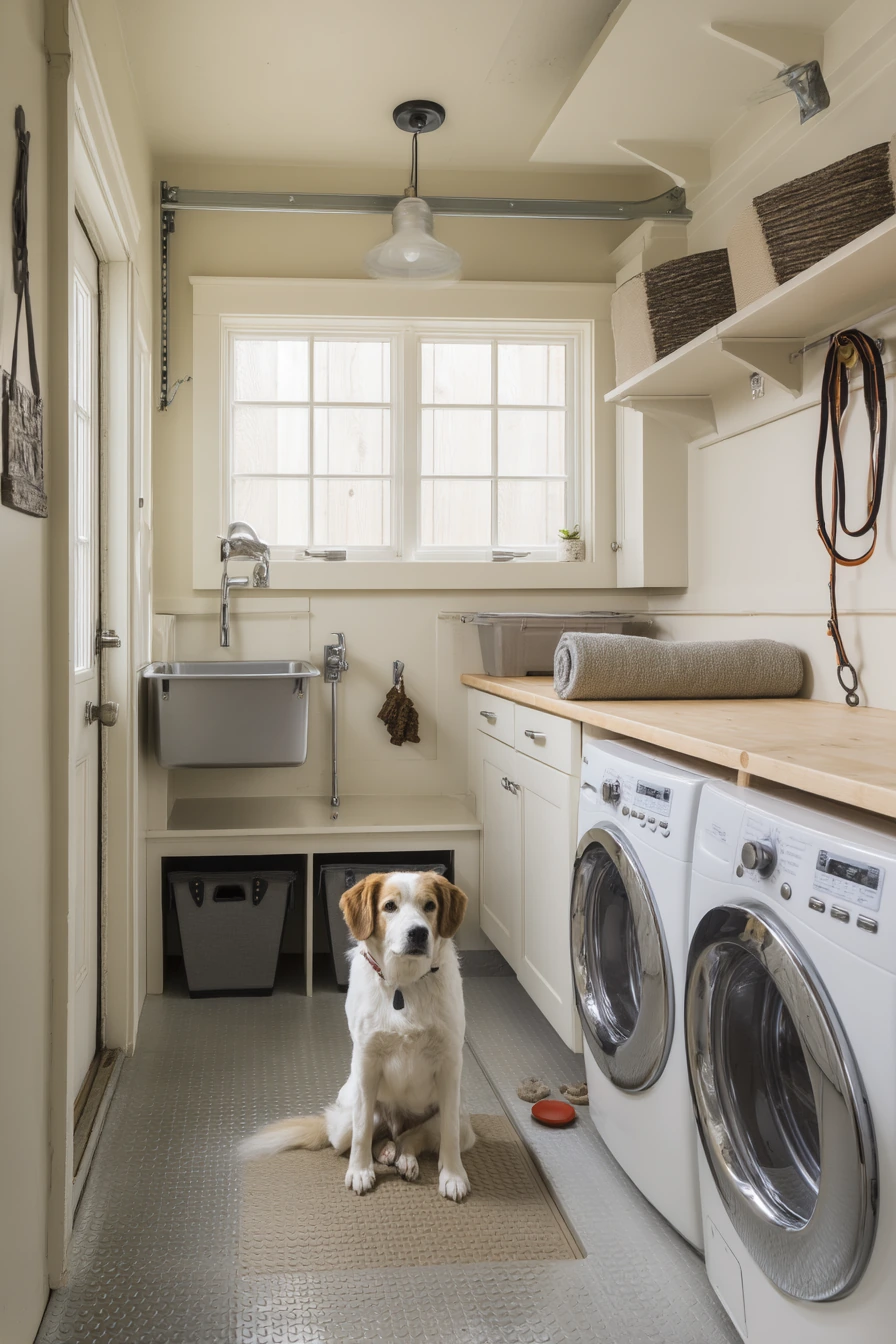 Pet-wash and laundry combo space