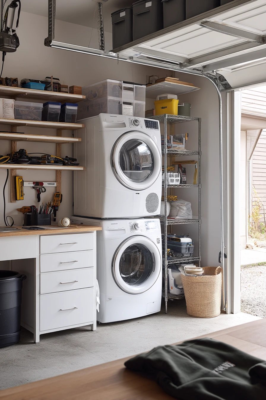Laundry room with workshop overlap