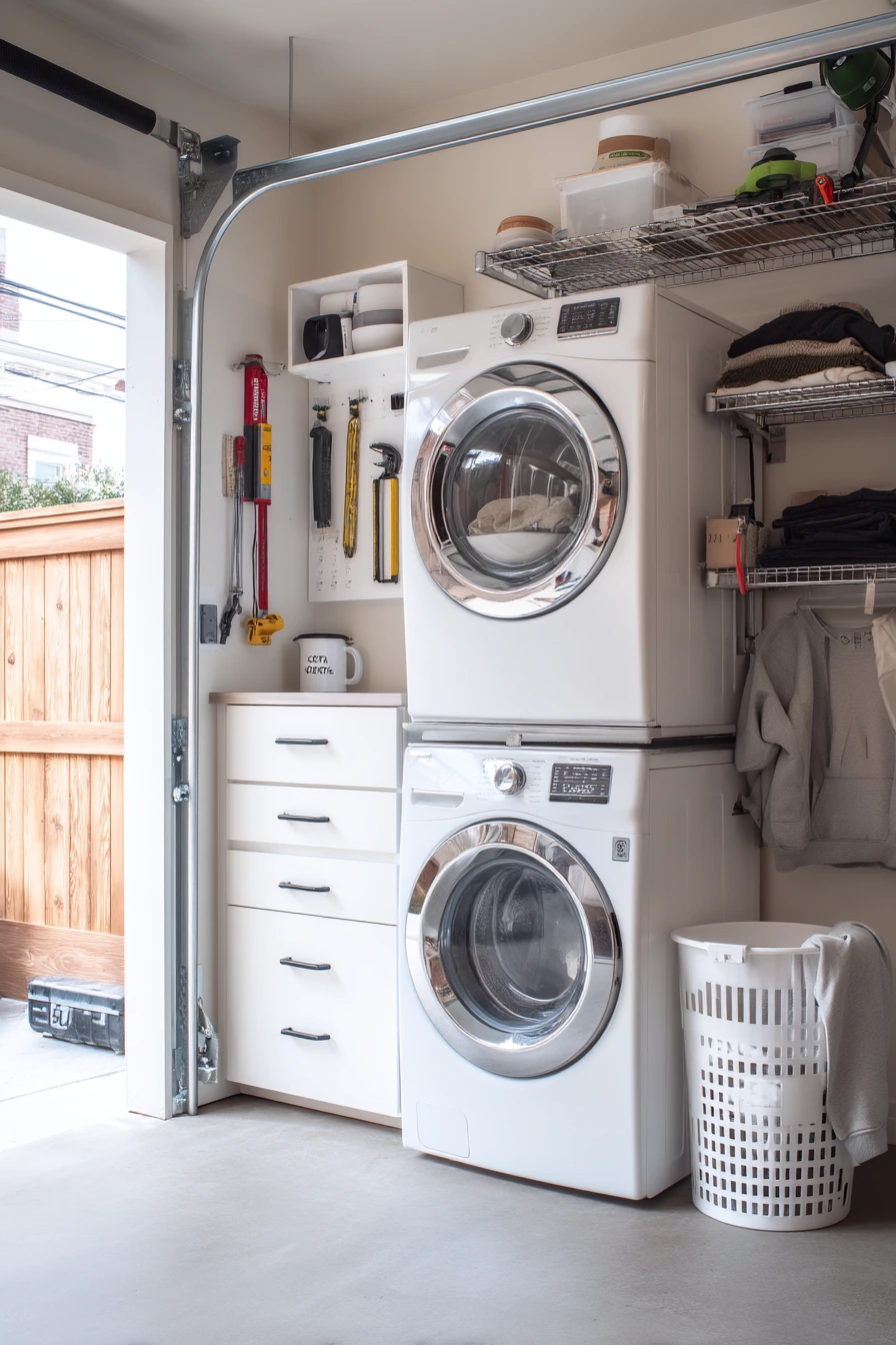 Laundry room with workshop overlap