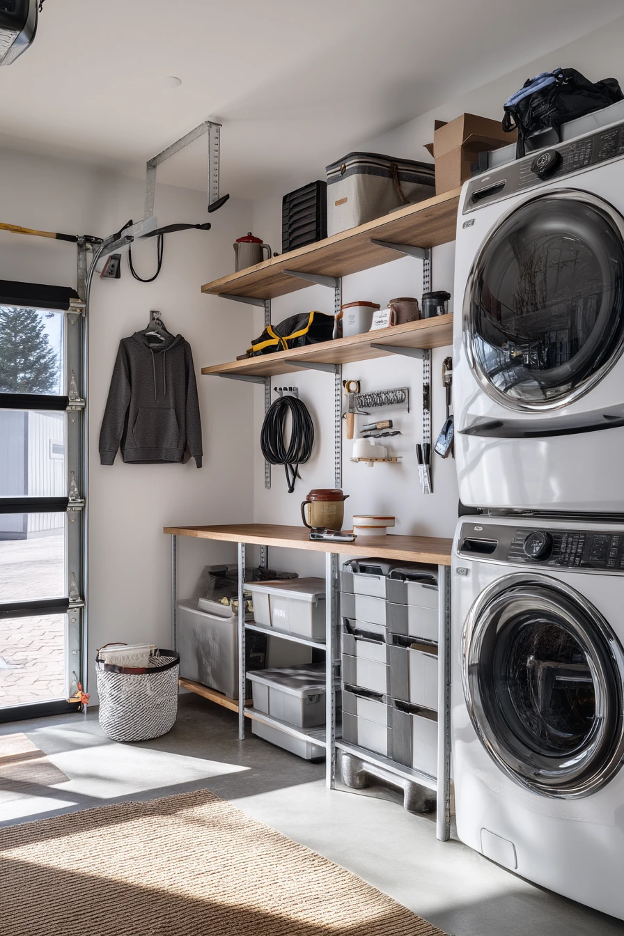 Laundry room with workshop overlap