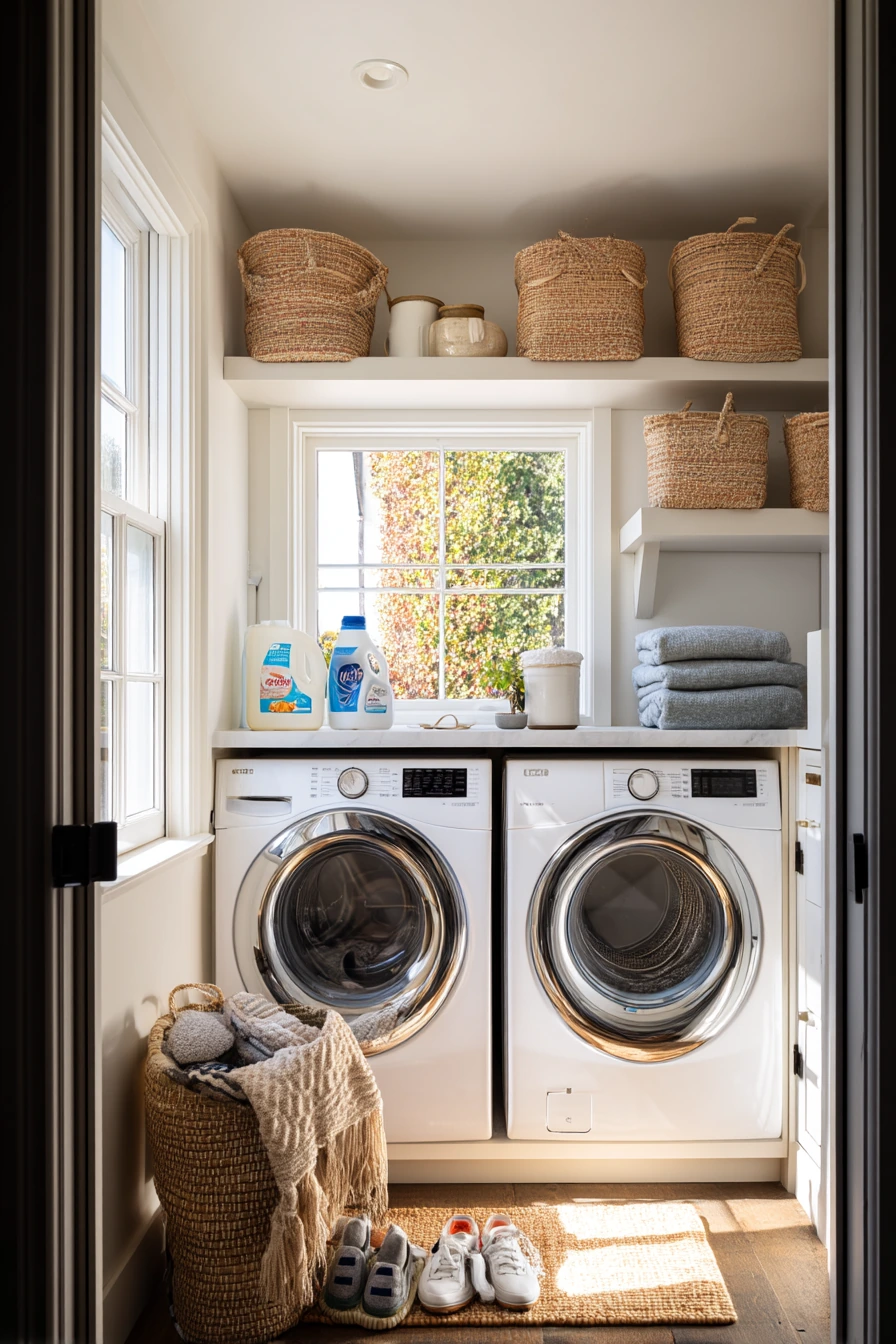 4. Bright Laundry Nook in the Garage