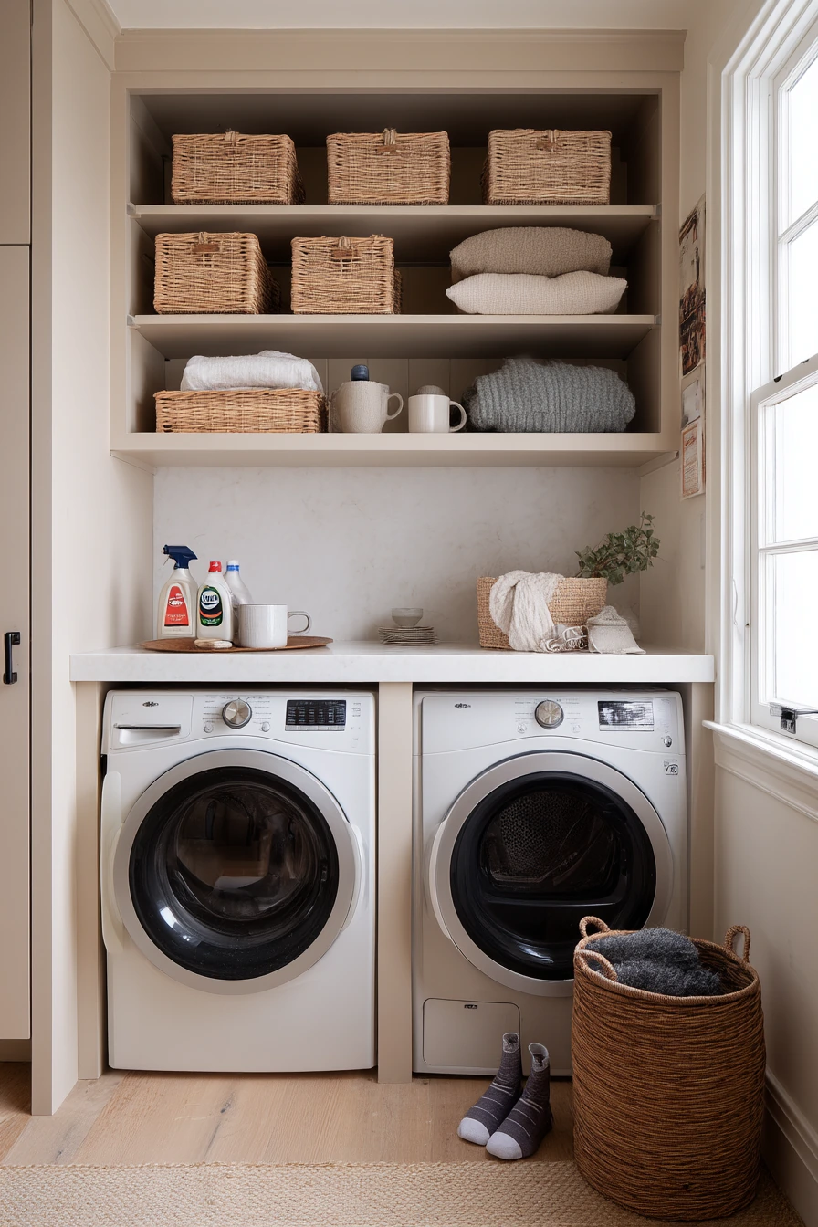 4. Bright Laundry Nook in the Garage