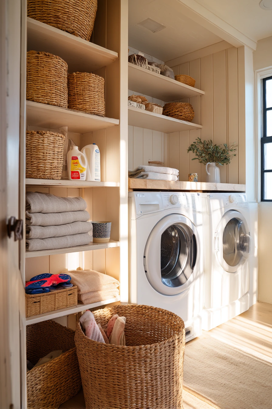 4. Bright Laundry Nook in the Garage