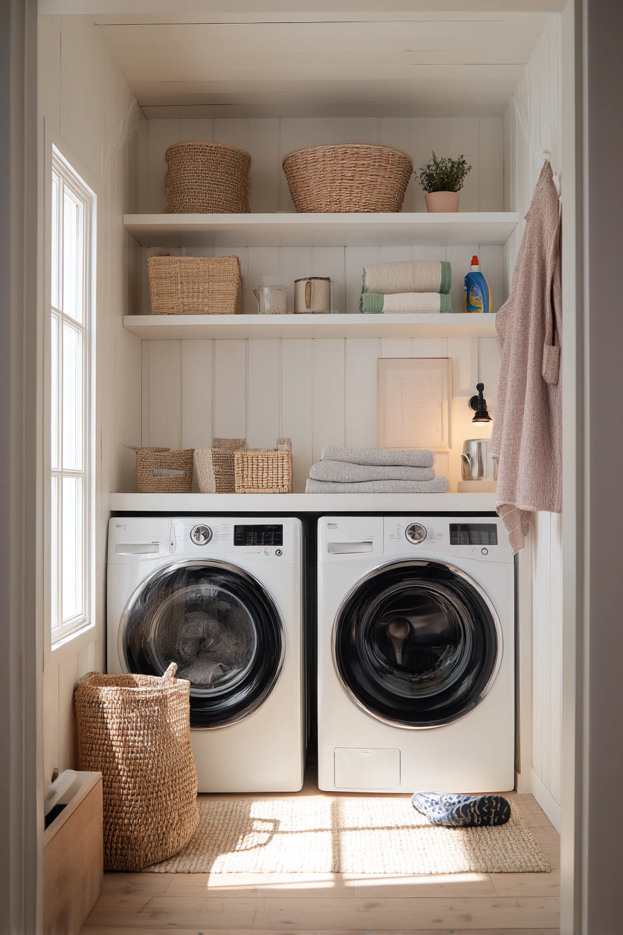 4. Bright Laundry Nook in the Garage