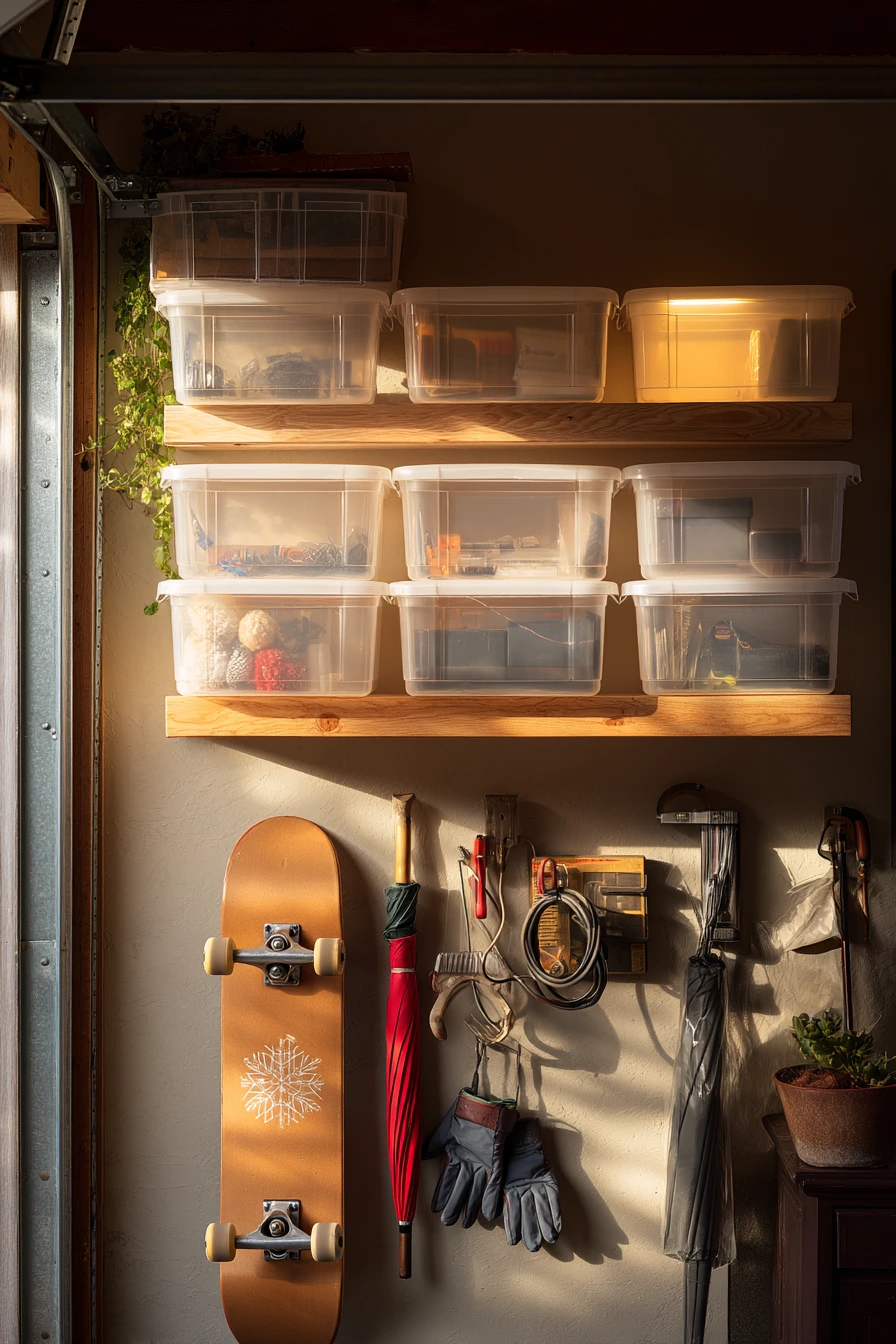 8. Organized Storage Wall with Soft LED Layers