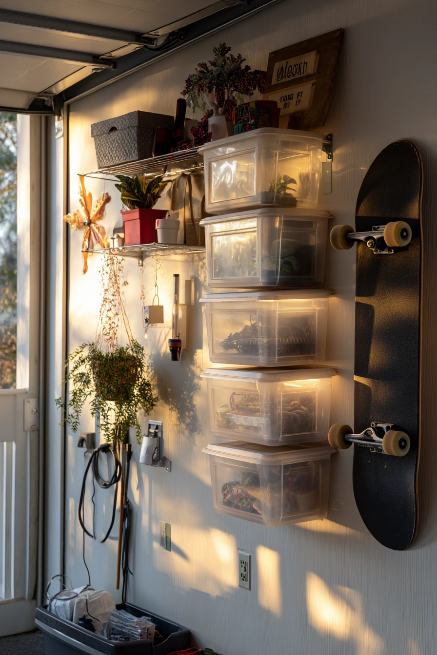 8. Organized Storage Wall with Soft LED Layers