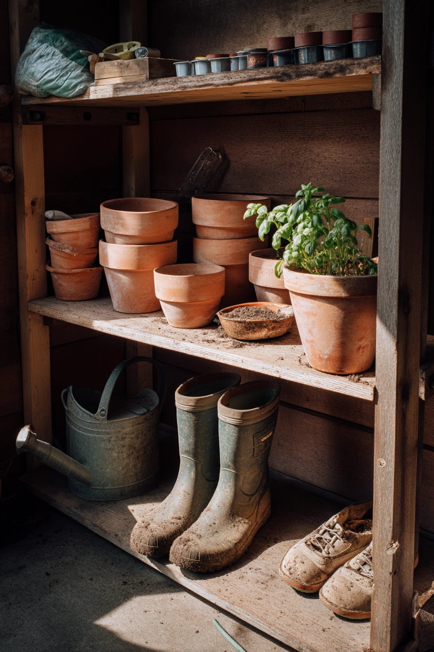 Gardening Corner with Potting Shelves