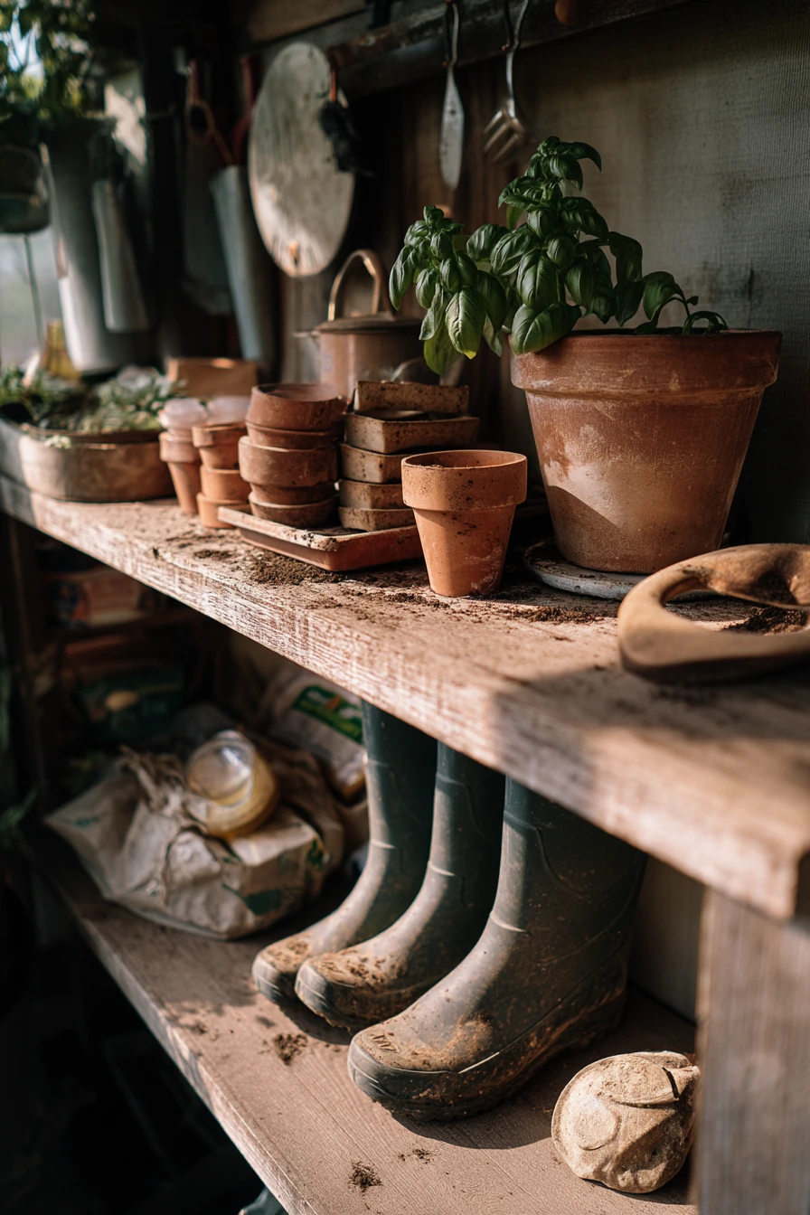 Gardening Corner with Potting Shelves