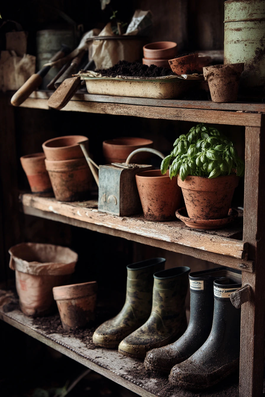 Gardening Corner with Potting Shelves