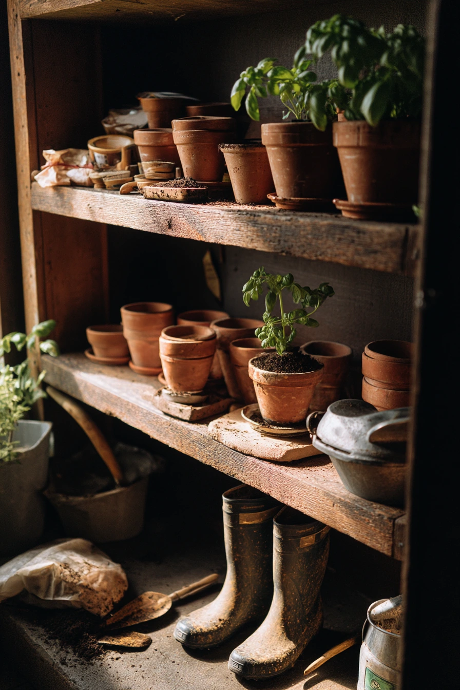 Gardening Corner with Potting Shelves